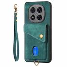 For Xiaomi Redmi Note 14 Pro+ 5G Retro Card Wallet Fold Leather Phone Case with Strap(Green) - 2