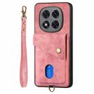 For Xiaomi Redmi Note 14 Pro+ 5G Retro Card Wallet Fold Leather Phone Case with Strap(Pink) - 2