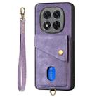For Xiaomi Redmi Note 14 Pro+ 5G Retro Card Wallet Fold Leather Phone Case with Strap(Purple) - 2
