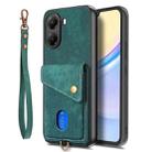 For Redmi Turbo 4 Retro Card Wallet Fold Leather Phone Case with Strap(Green) - 2