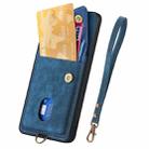 For Xiaomi Poco X7 Pro Retro Card Wallet Fold Leather Phone Case with Strap(Blue) - 3