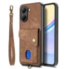 For Xiaomi Poco X7 Pro Retro Card Wallet Fold Leather Phone Case with Strap(Brown) - 2