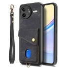 For Redmi K80 / Poco F7 Pro Retro Card Wallet Fold Leather Phone Case with Strap(Black) - 2