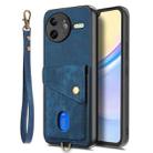For Redmi K80 / Poco F7 Pro Retro Card Wallet Fold Leather Phone Case with Strap(Blue) - 2