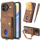 For Redmi K80 / Poco F7 Pro Retro Card Wallet Fold Leather Phone Case with Strap(Brown) - 1