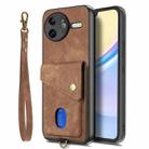 For Redmi K80 / Poco F7 Pro Retro Card Wallet Fold Leather Phone Case with Strap(Brown) - 2