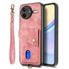 For Redmi K80 / Poco F7 Pro Retro Card Wallet Fold Leather Phone Case with Strap(Pink) - 2