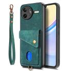 For Redmi K80 Pro / Poco F7 Ultra Retro Card Wallet Fold Leather Phone Case with Strap(Green) - 2
