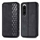 For Sony Xperia 1 IV Cubic Grid Pressed Magnetic Leather Phone Case(Black) - 1