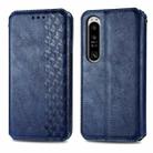 For Sony Xperia 1 IV Cubic Grid Pressed Magnetic Leather Phone Case(Blue) - 1
