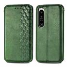 For Sony Xperia 1 IV Cubic Grid Pressed Magnetic Leather Phone Case(Green) - 1