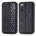 For Sony Xperia 10 IV Cubic Grid Pressed Magnetic Leather Phone Case(Black) - 1