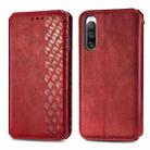 For Sony Xperia 10 IV Cubic Grid Pressed Magnetic Leather Phone Case(Red) - 1