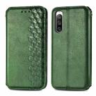 For Sony Xperia 10 IV Cubic Grid Pressed Magnetic Leather Phone Case(Green) - 1