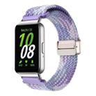 For Samsung Galaxy Fit3 Magnetic Buckle Nylon Braid Watch Band(Colorful Purple) - 1