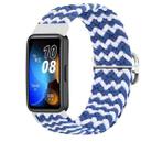 For Huawei Band 9 Adjustable Slide Buckle Braided Watch Band(Wave Blue White) - 1