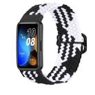 For Huawei Band 9 Adjustable Slide Buckle Braided Watch Band(Black White) - 1