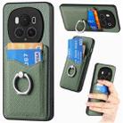 For Honor Magic6 Pro Carbon Fiber Card Wallet Ring Phone Case(Green) - 1