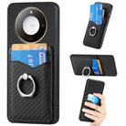 For Honor X60 Carbon Fiber Card Wallet Ring Phone Case(Black) - 1