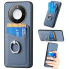 For Honor X60 Carbon Fiber Card Wallet Ring Phone Case(Blue) - 1