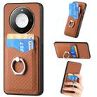 For Honor X60 Carbon Fiber Card Wallet Ring Phone Case(Brown) - 1