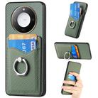 For Honor X60 Carbon Fiber Card Wallet Ring Phone Case(Green) - 1