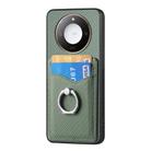For Honor X60 Carbon Fiber Card Wallet Ring Phone Case(Green) - 2