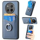 For Honor X60 Pro Carbon Fiber Card Wallet Ring Phone Case(Blue) - 1