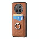 For Honor X60 Pro Carbon Fiber Card Wallet Ring Phone Case(Brown) - 2