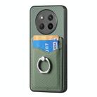 For Honor X60 Pro Carbon Fiber Card Wallet Ring Phone Case(Green) - 2