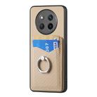For Honor X60 Pro Carbon Fiber Card Wallet Ring Phone Case(Khaki) - 2