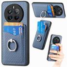 For Realme 12 Pro+ Carbon fiber Card Wallet Ring Phone Case(Blue) - 1