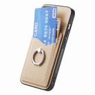 For Realme Neo7 Carbon fiber Card Wallet Ring Phone Case(Khaki) - 3