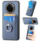 For Realme 14 Pro Carbon fiber Card Wallet Ring Phone Case(Blue) - 1