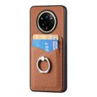 For Realme 14 Pro+ Carbon fiber Card Wallet Ring Phone Case(Brown) - 2