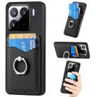 For Xiaomi 15 Carbon Fiber Card Wallet Ring Phone Case(Black) - 1