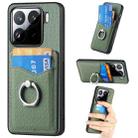 For Xiaomi 15 Carbon Fiber Card Wallet Ring Phone Case(Green) - 1