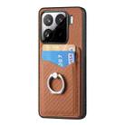 For Xiaomi 15 Pro Carbon Fiber Card Wallet Ring Phone Case(Brown) - 2