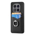 For Redmi Note 14 5G Carbon Fiber Card Wallet Ring Phone Case(Black) - 2