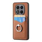 For Redmi Note 14 5G Carbon Fiber Card Wallet Ring Phone Case(Brown) - 2