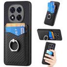 For Redmi Note 14 Pro+ 5G Carbon Fiber Card Wallet Ring Phone Case(Black) - 1