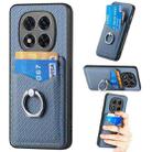 For Redmi Note 14 Pro+ 5G Carbon Fiber Card Wallet Ring Phone Case(Blue) - 1