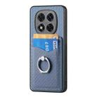 For Redmi Note 14 Pro+ 5G Carbon Fiber Card Wallet Ring Phone Case(Blue) - 2