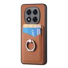 For Redmi Note 14 Pro+ 5G Carbon Fiber Card Wallet Ring Phone Case(Brown) - 2