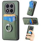 For Redmi Note 14 Pro+ 5G Carbon Fiber Card Wallet Ring Phone Case(Green) - 1