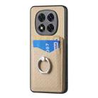 For Redmi Note 14 Pro+ 5G Carbon Fiber Card Wallet Ring Phone Case(Khaki) - 2