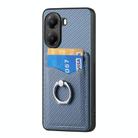 For Redmi Turbo 4 Carbon Fiber Card Wallet Ring Phone Case(Blue) - 2