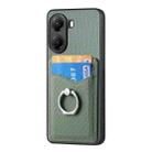 For Xiaomi Poco X7 Pro Carbon Fiber Card Wallet Ring Phone Case(Green) - 2