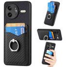 For Redmi K80 / Poco F7 Pro Carbon Fiber Card Wallet Ring Phone Case(Black) - 1
