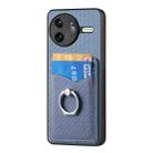 For Redmi K80 / Poco F7 Pro Carbon Fiber Card Wallet Ring Phone Case(Blue) - 2